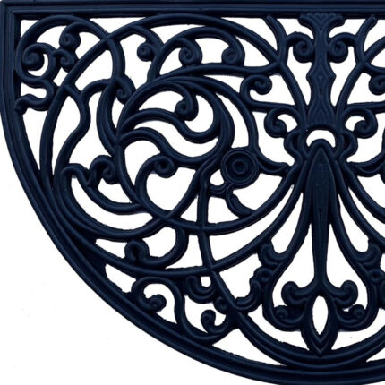 18" X 30" Black Rubber Scrollwork Welcome Outdoor Semi Circle Door Mat - Image 4