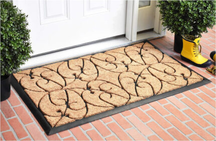 24" X 36" Natural and Black Coir Botanical Leaves Outdoor Door Mat - Image 7