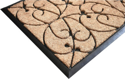 24" X 36" Natural and Black Coir Botanical Leaves Outdoor Door Mat - Image 5