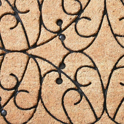 24" X 36" Natural and Black Coir Botanical Leaves Outdoor Door Mat - Image 8