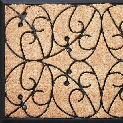 24" X 36" Natural and Black Coir Botanical Leaves Outdoor Door Mat - Image 4