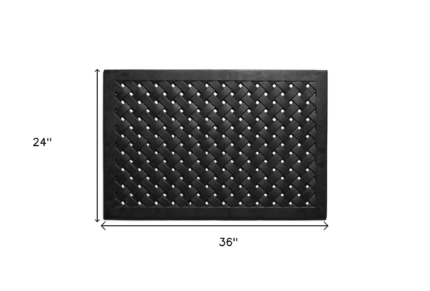 24" X 36" Black Rubber Weave Outdoor Door Mat - Image 3