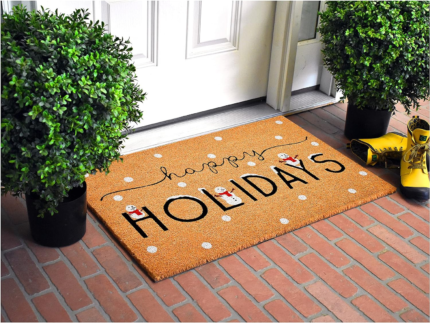 24" X 36" Natural Black and White Coir Happy Holidays Outdoor Christmas Door Mat - Image 7