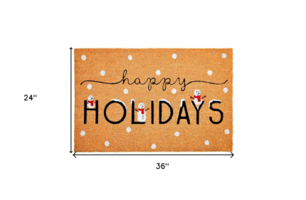 24" X 36" Natural Black and White Coir Happy Holidays Outdoor Christmas Door Mat - Image 3