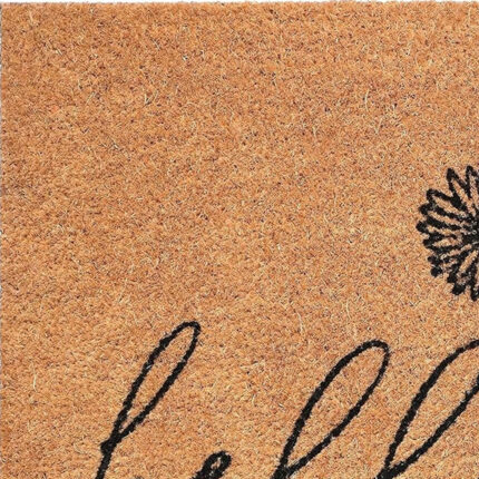24" X 36" Natural and Black Coir Floral Hello Outdoor Door Mat - Image 7