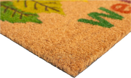 17" X 29" Natural Green and Orange Coir Botanical Leaves Welcome Outdoor Fall Door Mat - Image 4