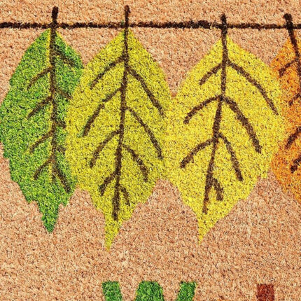 17" X 29" Natural Green and Orange Coir Botanical Leaves Welcome Outdoor Fall Door Mat - Image 5