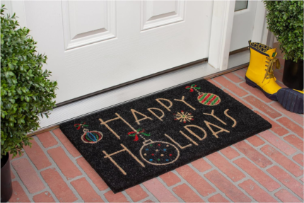 24" X 36" Black and Natural Coir Happy Holidays Outdoor Christmas Door Mat - Image 7