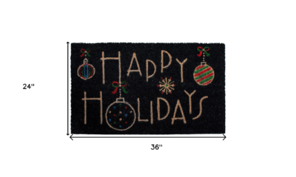 24" X 36" Black and Natural Coir Happy Holidays Outdoor Christmas Door Mat - Image 3