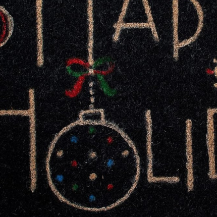24" X 36" Black and Natural Coir Happy Holidays Outdoor Christmas Door Mat - Image 5