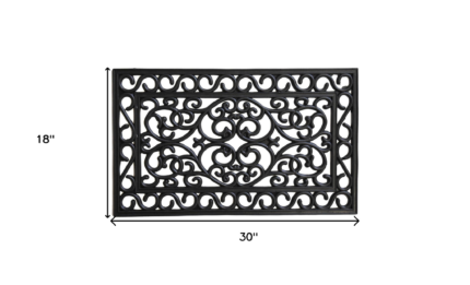 18" X 30" Black Rubber Scrollwork Outdoor Door Mat - Image 3