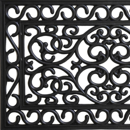18" X 30" Black Rubber Scrollwork Outdoor Door Mat - Image 5