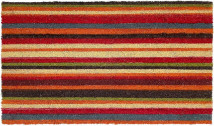 17" X 29" Red Orange and Natural Coir Striped Outdoor Door Mat - Image 2