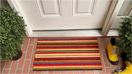 17" X 29" Red Orange and Natural Coir Striped Outdoor Door Mat - Image 7