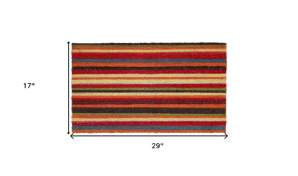 17" X 29" Red Orange and Natural Coir Striped Outdoor Door Mat - Image 3