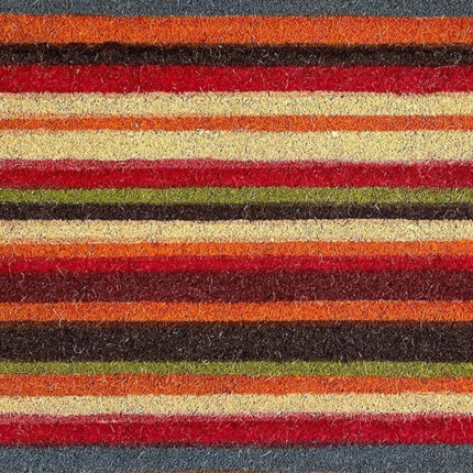 17" X 29" Red Orange and Natural Coir Striped Outdoor Door Mat - Image 8