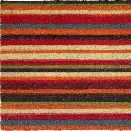 17" X 29" Red Orange and Natural Coir Striped Outdoor Door Mat - Image 4