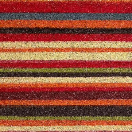 17" X 29" Red Orange and Natural Coir Striped Outdoor Door Mat - Image 5
