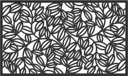 24" X 36" Black Rubber Botanical Leaves Outdoor Door Mat - Image 2