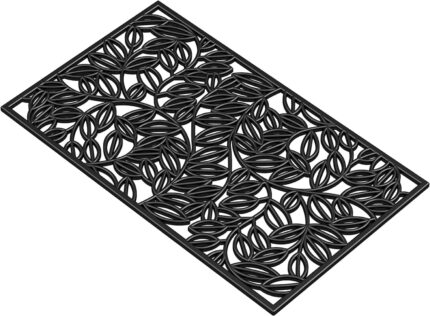 24" X 36" Black Rubber Botanical Leaves Outdoor Door Mat - Image 4