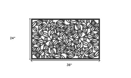 24" X 36" Black Rubber Botanical Leaves Outdoor Door Mat - Image 3