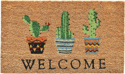 24" X 36" Natural Green and Black Coir Cactus Welcome Outdoor Door Mat - Image 2