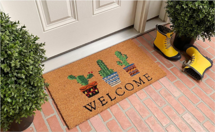 24" X 36" Natural Green and Black Coir Cactus Welcome Outdoor Door Mat - Image 7