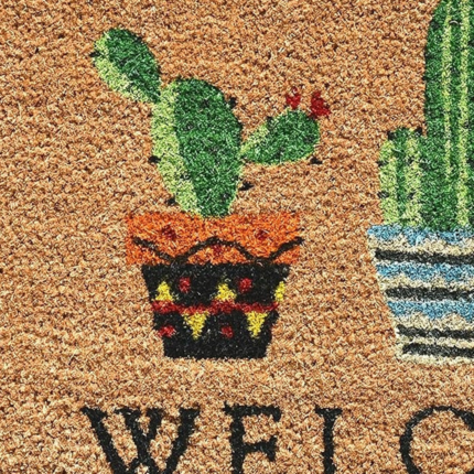 24" X 36" Natural Green and Black Coir Cactus Welcome Outdoor Door Mat - Image 6