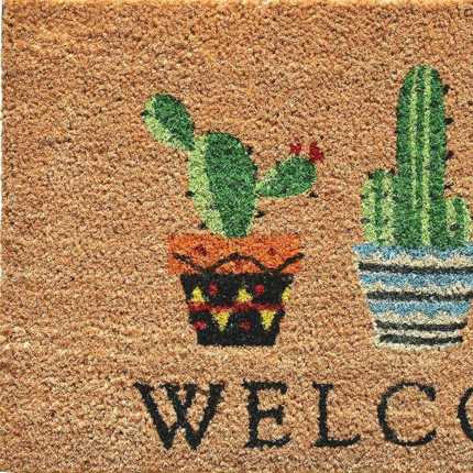 24" X 36" Natural Green and Black Coir Cactus Welcome Outdoor Door Mat - Image 4