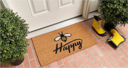 17" X 29" Natural and Black Coir Bumblee Bee Happy Outdoor Door Mat - Image 7
