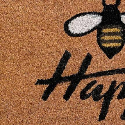 17" X 29" Natural and Black Coir Bumblee Bee Happy Outdoor Door Mat - Image 5