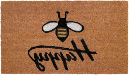 24" X 36" Natural and Black Coir Bumblee Bee Happy Outdoor Door Mat - Image 4