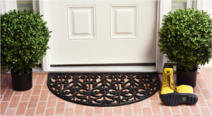 24" X 36" Black Rubber Scrollwork Outdoor Semi Circle Door Mat - Image 7