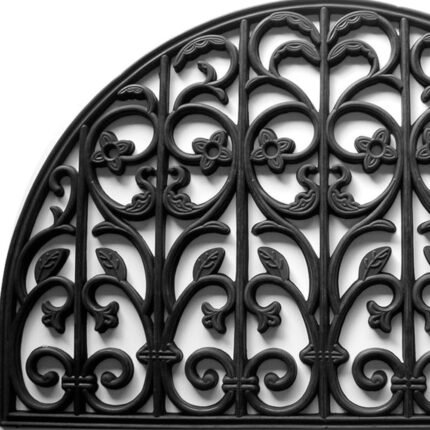 24" X 36" Black Rubber Scrollwork Outdoor Semi Circle Door Mat - Image 4