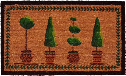 17" X 29" Natural and Green Coir Topiary Outdoor Door Mat - Image 2