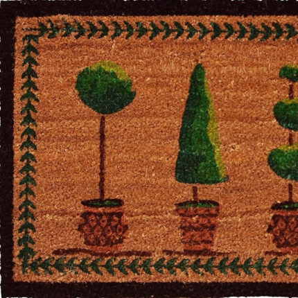 17" X 29" Natural and Green Coir Topiary Outdoor Door Mat - Image 4