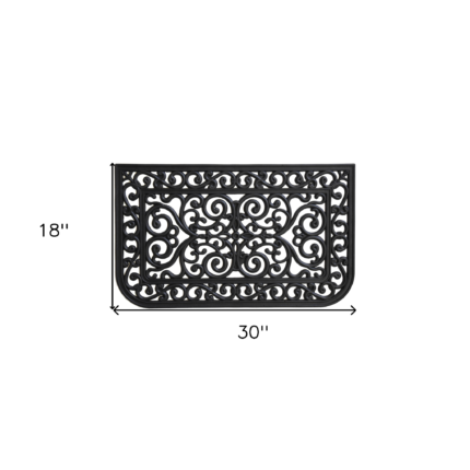 18" X 30" Black Rubber Scrollwork Outdoor Door Mat - Image 3