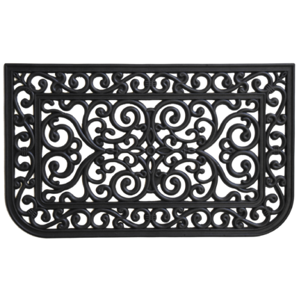18" X 30" Black Rubber Scrollwork Outdoor Door Mat - Image 2