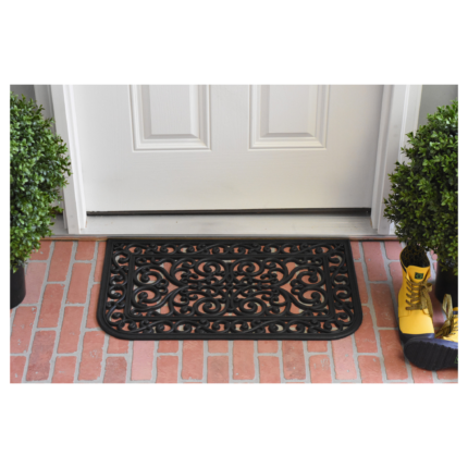 18" X 30" Black Rubber Scrollwork Outdoor Door Mat - Image 7