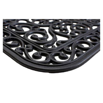 18" X 30" Black Rubber Scrollwork Outdoor Door Mat - Image 4