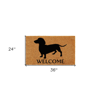 24" X 36" Natural and Black Coir Dachshund Welcome Outdoor Door Mat - Image 3