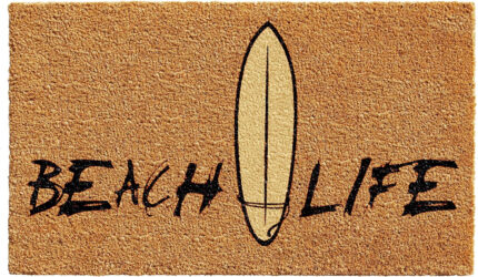 17" X 29" Natural and Black Coir Beach Life Outdoor Door Mat - Image 2