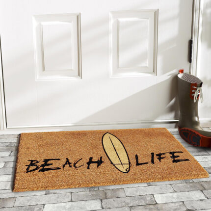 17" X 29" Natural and Black Coir Beach Life Outdoor Door Mat - Image 4