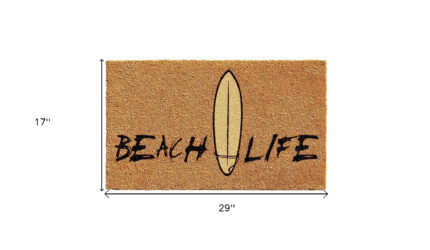 17" X 29" Natural and Black Coir Beach Life Outdoor Door Mat - Image 3