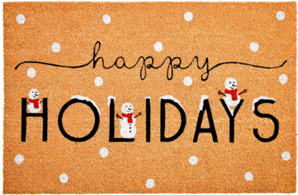 17" X 29" Natural Black and White Coir Happy Holidays Outdoor Christmas Door Mat - Image 2