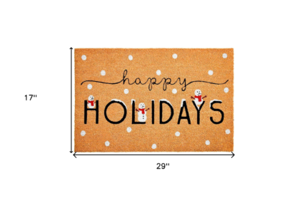17" X 29" Natural Black and White Coir Happy Holidays Outdoor Christmas Door Mat - Image 3