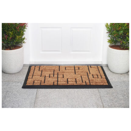 24" X 36" Natural and Black Coir Geometric Outdoor Door Mat - Image 7