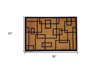 24" X 36" Natural and Black Coir Geometric Outdoor Door Mat - Image 9
