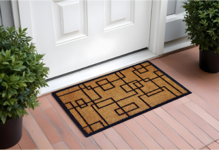 24" X 36" Natural and Black Coir Geometric Outdoor Door Mat - Image 2