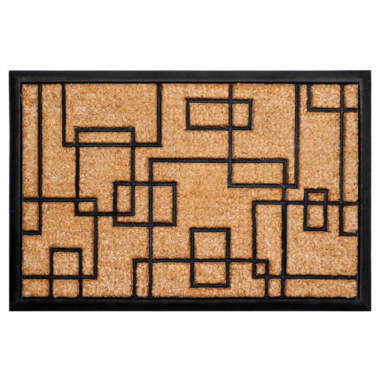 24" X 36" Natural and Black Coir Geometric Outdoor Door Mat - Image 1